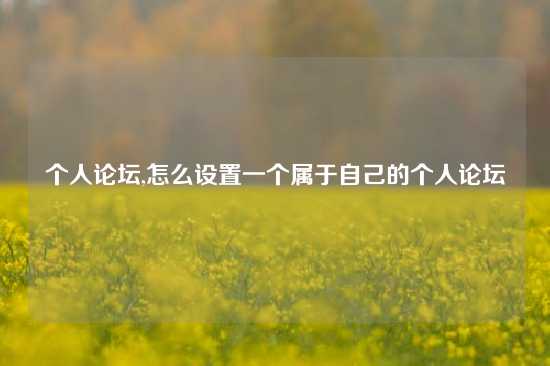 个人论坛,怎么设置一个属于自己的个人论坛