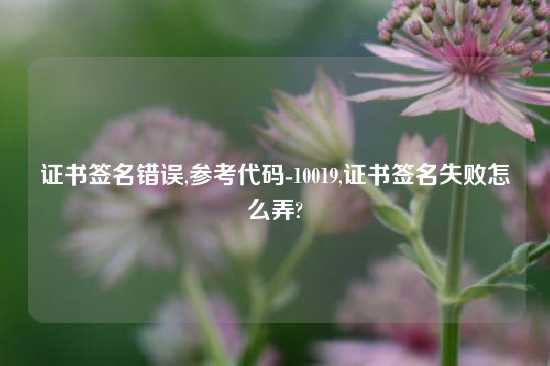 证书签名错误,参考代码-10019,证书签名失败怎么弄?