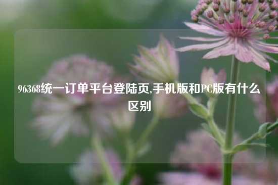 96368统一订单平台登陆页,手机版和PC版有什么区别