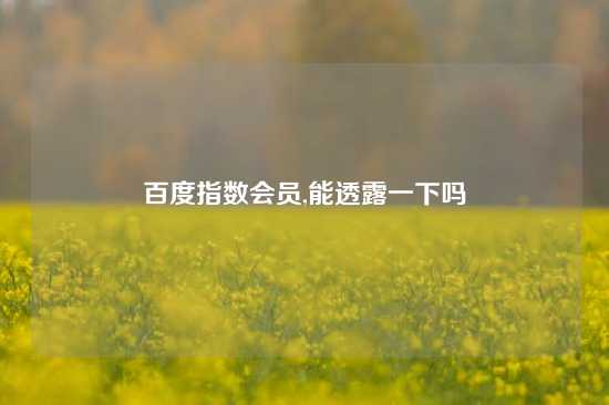 百度指数会员,能透露一下吗