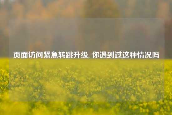 页面访问紧急转跳升级, 你遇到过这种情况吗