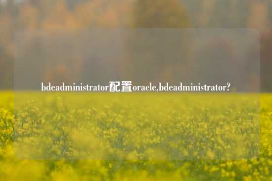 bdeadministrator配置oracle,bdeadministrator?