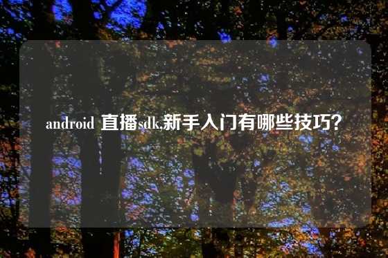 android 直播sdk,新手入门有哪些技巧？
