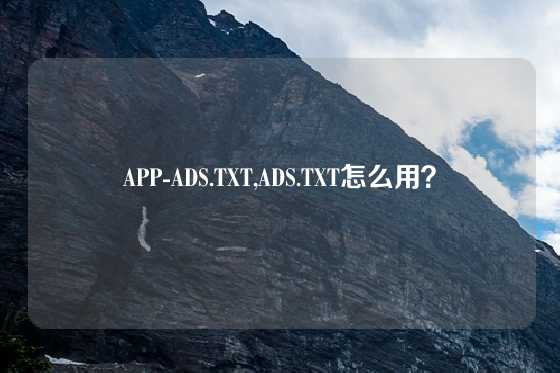 APP-ADS.TXT,ADS.TXT怎么用？