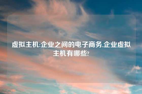 虚拟主机:企业之间的电子商务,企业虚拟主机有哪些?