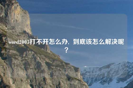 word2003打不开怎么办,  到底该怎么解决呢？