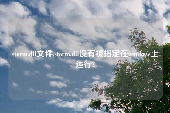 storm.dll文件,storm.dll没有被指定在windows上运行?