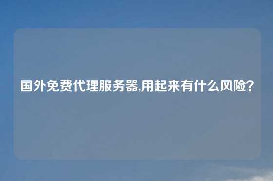 国外免费代理服务器,用起来有什么风险？