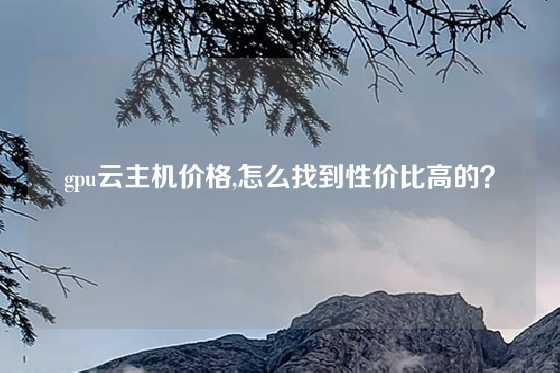 gpu云主机价格,怎么找到性价比高的？
