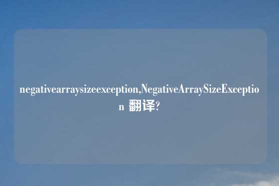 negativearraysizeexception,NegativeArraySizeException 翻译?