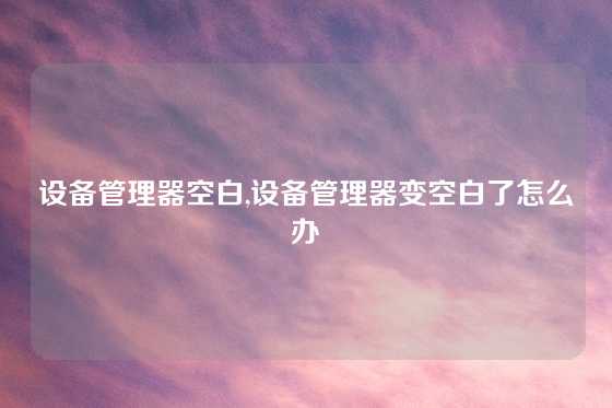 设备管理器空白,设备管理器变空白了怎么办