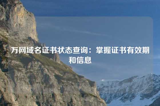 万网域名证书状态查询：掌握证书有效期和信息
