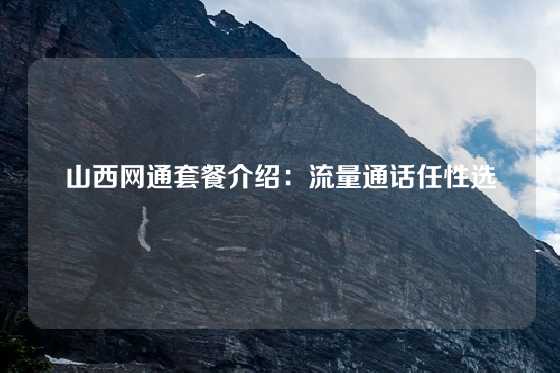 山西网通套餐介绍：流量通话任性选