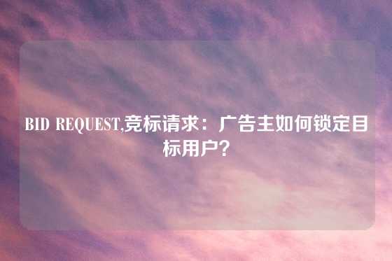 BID REQUEST,竞标请求：广告主如何锁定目标用户？
