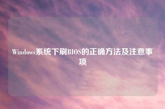 Windows系统下刷BIOS的正确方法及注意事项