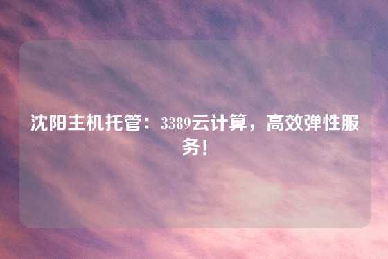 沈阳主机托管：3389云计算，高效弹性服务！
