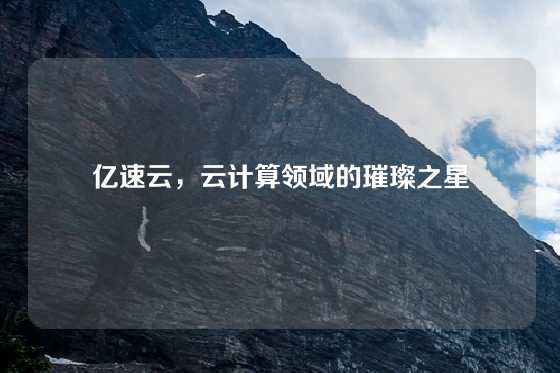 亿速云，云计算领域的璀璨之星