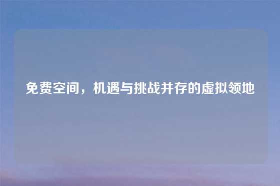 免费空间，机遇与挑战并存的虚拟领地