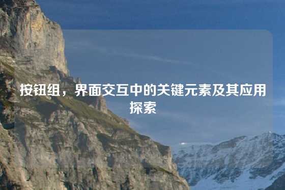 按钮组，界面交互中的关键元素及其应用探索