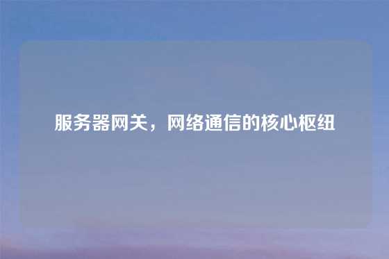 服务器网关，网络通信的核心枢纽