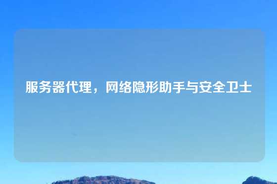 服务器代理，网络隐形助手与安全卫士