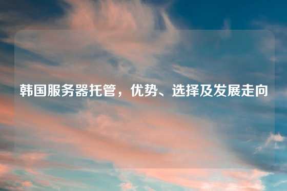 韩国服务器托管，优势、选择及发展走向