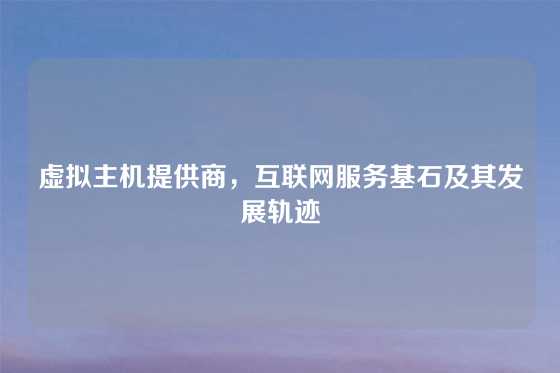 虚拟主机提供商，互联网服务基石及其发展轨迹