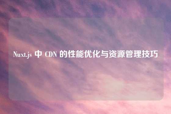 Nuxt.js 中 CDN 的性能优化与资源管理技巧