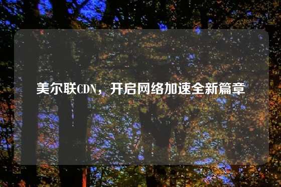美尔联CDN，开启网络加速全新篇章